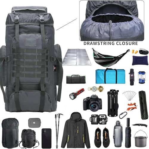 Hiking Backpack for Men 70L/100L Camping Backpack Military Rucksack Molle 3 Days Assault Pack for Climbing | Camping Backpack - color: 70l-gray