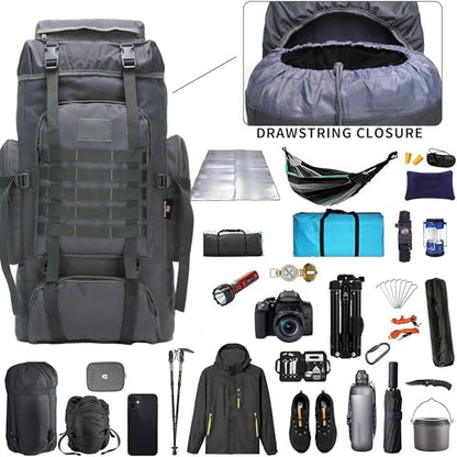 Hiking Backpack for Men 70L/100L Camping Backpack Military Rucksack Molle 3 Days Assault Pack for Climbing | Camping Backpack - color: 70l-gray
