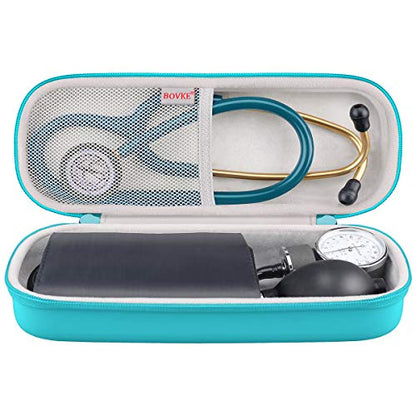 BOVKE Travel Carrying Case Compatible with 3M Littmann Classic III, Lightweight II S.E, MDF Acoustica Deluxe Stethoscopes - Extra Room for Medical Scissors EMT Trauma Shears and LED Penlight, Emerald - color: Pu Leather_Emerald
