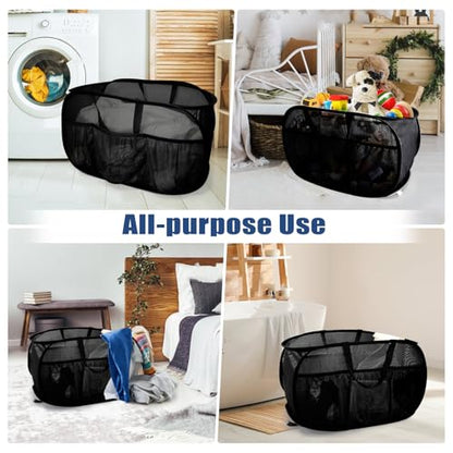 Collapsible Laundry Baskets, Upgrade Pop Up Laundry Hamper with Convenient Bags, Foldable Laundry Basket Mesh Light Weight, Easy to Carry Clothes Hampers for Laundry, Dorm, Toys, Travel Black - color: Black