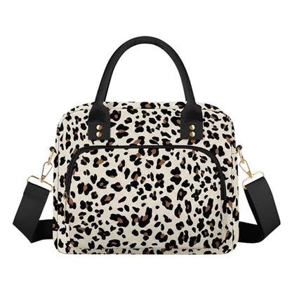 Lunch Bag Large Insulated Lunch Box for Women Adult Cute Lunchbox Lunch Bags Boxes Pail with Shoulder Strap for Work Mom Picnic Office Travel 11.4×6.8×9.1 inches 11.5L (Leopard) - color: Leopard