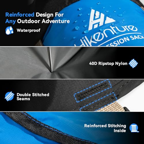 Hikenture Compression Sack for Sleeping Bag, Upgrade Anti-Tear Nylon Sleeping Bag Stuff Sack, 10L/14L/20L/30L Water-Resistant Compression Bag, Storage Bag - color: Blue, size: 30L