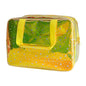 Holographic Yellow Clear Star Large Cosmetic Bag and TPU Travel Pouch with Handle,Durable Material,Zipper Design-Ideal for Makeup,Travel Essentials (Yellow) - color: Yellow