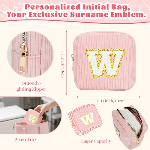 Essential First Period Kit for Girls 9-12 with Custom Initial Bag-Letter W,Period Bags,Tracker and More for Tweens Girls