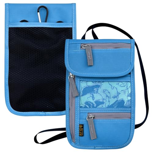 Travel Neck Wallet, RFID Blocking Passport Holder with Adjustable Neck Strap for Men and Women to Keep Cash, Credit Cards and Travel Documents Safe - Blue - color: Blue