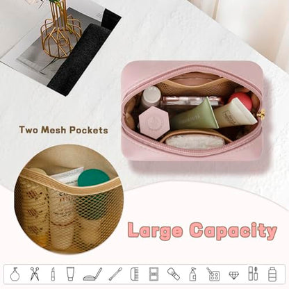 Personalized Birthday Gifts for Women - Initial Makeup Bag Set Travel Toiletry Bag Cosmetic Bags Soft Waterproof PU Leather Makeup Pouch Travel Essentials (E, 1pc Pink) - size: 1pc Pink, style: E