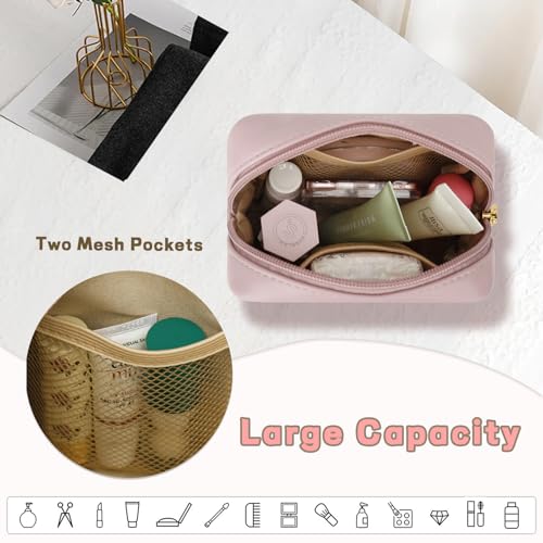 Personalized Birthday Gifts for Women - Initial Makeup Bag Set Travel Toiletry Bag Cosmetic Bags Soft Waterproof PU Leather Makeup Pouch Travel Essentials (H, 1pc Pink) - size: 1pc Pink, style: H