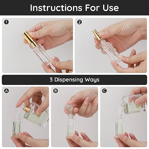 Segbeauty Perfume Travel Refillable, 5pcs 0.34 oz Portable Perfume Bottle, Empty Glass Sprayer Perfume Replacement Bottles for Travel Scent Toiletries Pump Bottle - color: Clear-gold, style: Mini Bottles