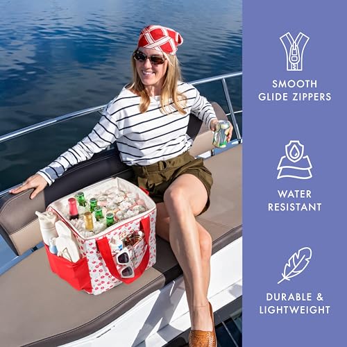 Fit & Fresh, 24-Can Soft Cooler Bag Insulated Leak-Resistant, Portable Soft Cooler, Large Cooler, Soft Sided Cooler Bag, Travel Cooler, Cherry - color: Cherry
