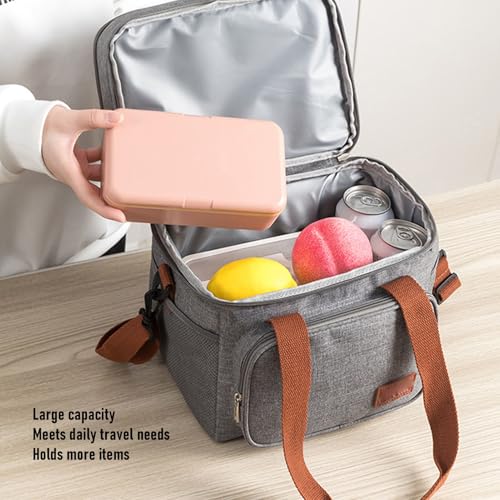 Yosoo Health Gear Insulated Lunch Bag 3 Layer Insulation Oxford Cloth Leakproof Cooler Bag with Adjustable Shoulder Strap, for Camping Travel Beach Picnic Work (grey)