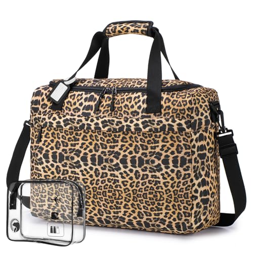 40x30x15cm Personal Item Travel Bag 16x12x6 inchLightweight Gym Bag Foldable Duffle Bag Mens Water-resistant Weekender Bags for Women for Overnight Hospital Carry on Bags for Airplanes - color: Leopard Print