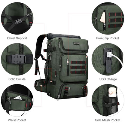 WITZMAN Carry on Travel Backpack for Men Women Airline Approved Convertible Nylon Duffle Backpack Luggage Bag (B682 Army Green) - color: 02.army Green