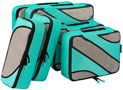 BAGAIL 6 Set Packing Cubes,Travel Luggage Packing Organizers - color: The Turquoise, style: 6 Set