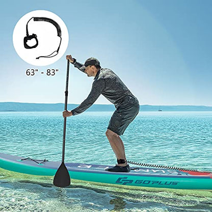 Goplus Inflatable Stand up Paddle Board, 10'/10.5'/11' SUP 6" Thick with Premium Accessories, Adjustable Aluminum Paddle, Leash, Carry Bag, Hand Pump, Removable Fin, ISUP for Adults - size: 11 FT, style: Green