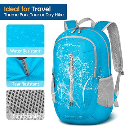 ZOMAKE Ultra Lightweight Packable Backpack 25L, Foldable Hiking Backpacks Water Resistant Small Folding Daypack for Travel(Light Blue) - color: Light Blue