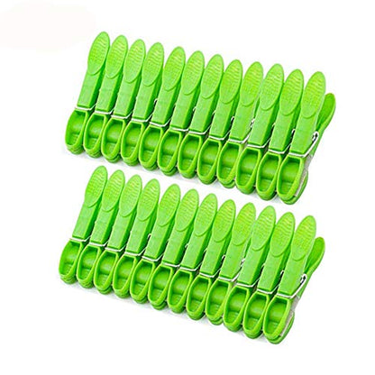 Sturdy Clothesline Pins For Drying Clothes Large Plastic Clothespins Hanger Clips Pegs Laundry Clamps 24 Pack Green - color: Green