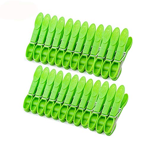 Sturdy Clothesline Pins For Drying Clothes Large Plastic Clothespins Hanger Clips Pegs Laundry Clamps 24 Pack Green - color: Green