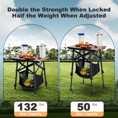 Odoland Portable Camping Table, 15.8"L x 11.8"W Folding Table with Adjustable Height 15.8" - 22", Small Beach Table with Storage Bag for Outdoor Camp, Cooking, Picnic, Travelling, Backyards, Fishing - size: 15.75"L x 11.81"W x 15.75"H