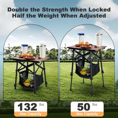 Odoland Portable Camping Table, 15.8"L x 11.8"W Folding Table with Adjustable Height 15.8" - 22", Small Beach Table with Storage Bag for Outdoor Camp, Cooking, Picnic, Travelling, Backyards, Fishing - size: 15.75"L x 11.81"W x 15.75"H