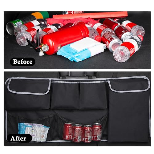 IHOTDER Large Capacity Car Trunk Organizer,Six Pockets Trunk Storage Organizer with Adjustable Straps,Wear-Resistant Oxford Fabric Hanging Trunk Organizer for Car Truck SUV
