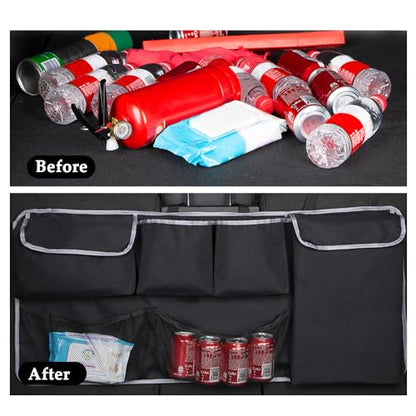 IHOTDER Large Capacity Car Trunk Organizer,Six Pockets Trunk Storage Organizer with Adjustable Straps,Wear-Resistant Oxford Fabric Hanging Trunk Organizer for Car Truck SUV