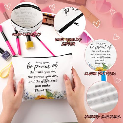 Panelee 48 Pcs Graduation Inspirational Gifts Makeup Cosmetic Bag Bulk with Zipper Keychain Bibles Employee Appreciation Makeup Bags Motivational Gift for Ladies Women Teacher Coworker Gifts - style: Delicate Style