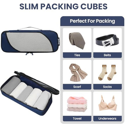 BAGAIL 6 Set Packing Cubes,Travel Luggage Packing Organizers - color: The Navy, style: 6 Set