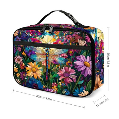 Dragonfly Lunch Bag Insulated Reusable Lunch Box Cooler Thermal Tote Bag For Teenage Boys Girls School Beach - color: Dragonfly