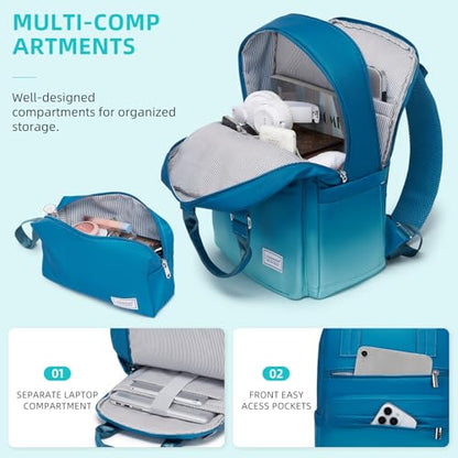 LARVENDER Carry on Luggage 22x14x9 Airline Approved Hardshell Suitcase with Wheels TSA Lock, PC+ABS Lightweight Suitcase Set for Women with Travel Backpack, Ocean Breeze, 3 Piece Set - color: Ocean Breeze-20BP, size: 3 Piece Set (Backpack/TB/20)