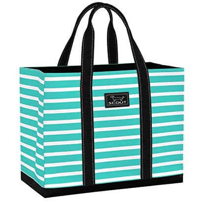 SCOUT Original Deano Tote - Durable Lightweight Open Top Beach, Pool & Lake Bag, Inside Zip Pocket, Folds Flat - color: Montauk Mint