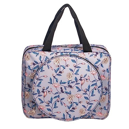 Portable Square Cross Stitch Starter Kits Bag Embroidery Project Bag Embroidery Tool Storage Tote Bag with Multifunctional Pockets, Bag Only (Flower Pattern) - color: Flower Pattern