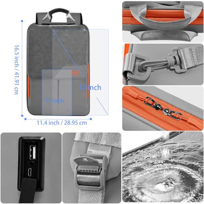 ZINZ Slim & Expandable Laptop Backpack 15.6 16 17 inch Travel Business Backpack Water-Resistant Daypack for Men and Women，Gray orange - color: G01og01
