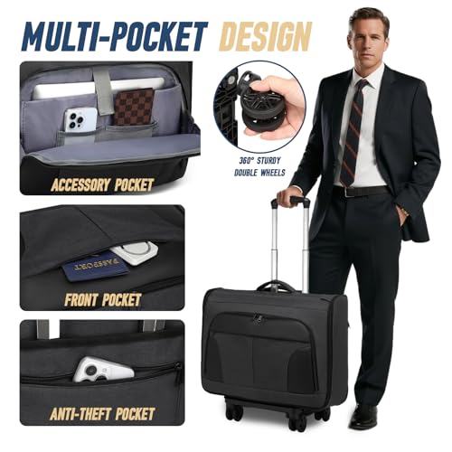 Rolling Garment Bag, Large Carry On Garment Bag With Wheels, Men Women Suit Carry On Garment Bag for Travel Business