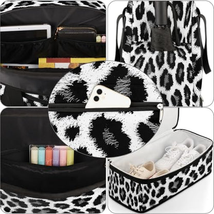 Travel Duffel Bag Animal Leopards Print Weekender Bag with Shoe Compartment Foldable Overnight Bags for Travel Sports Lightweight Gym Bags for Men Women - color: Animal Leopards Print