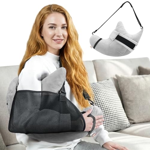 Shoulder Surgery Pillow for Rotator Cuff Pain Impingement Replacement Recovery Aids Side Sleepers Body Post Arm Injury Support Relief Supplies Broken Collarbone Must Haves with Forearm Sling - color: Grey, size: with Forearm Sling