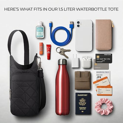 Travelon Anti-Theft Boho Insulated Water Bottle Tote - color: Black