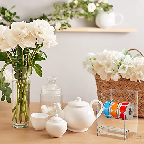 Geosar 1 Pc Adjustable Label Dispenser 3 Disks Sticker Roll Holder Sticker Dispenser Clear Label Roll Holder Acrylic Tape Organizer Stand for Office Home Desktop
