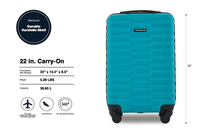 Travelers Club 22-Inch Gilroy Rolling Hardside Carry-On Luggage, Teal Blue - color: Teal Blue, size: 22-Inch