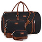 Convertible 2-in-1 Garment Bags for Travel, 50L Carry On Garment Duffle Bag With Shoe Compartment Large Weekender Bag for Women Men Hanging Suitcase Suit Travel Duffel Overnight Bags 4pcs Set - color: B-Black