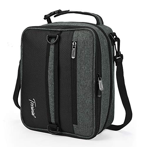 Tirrinia Expandable Insulated Lunch Bag for Men Women – Leakproof Reusable Cooler LunchBox for Kids & Adults with Shoulder Strap, Perfect for Work, School, Office, Travel,Charcoal - color: Charcoal