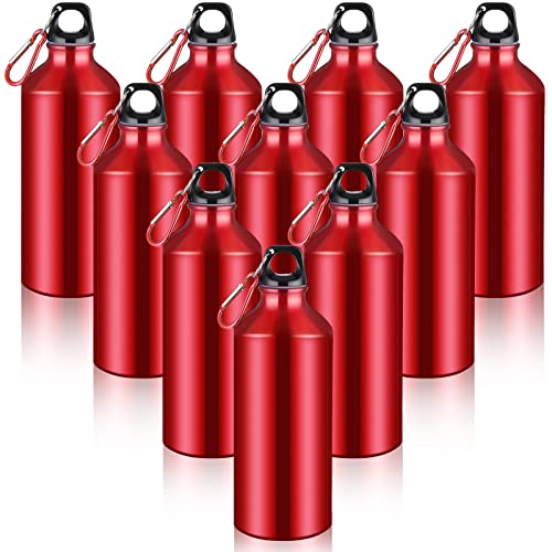 CHENGU Aluminum Water Bottle 20 oz Reusable Bottles Lightweight Leak Proof Aluminum Sports Travel Bottles with Twist Cap Buckle for Gym, Hiking, Cycling, Camping, Fishing - color: Red