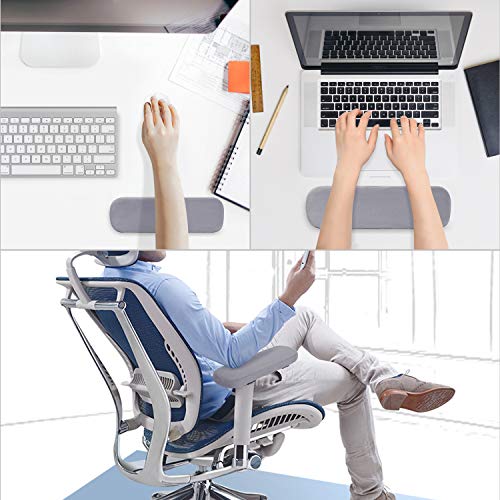 MOSISO Chair Armrest Pads (2 Pack), Memory Foam Home/Office Chair Arm Rest Covers Comfy Computer Gaming Elbow Cushion Removable Washable Elbow Support Forearm Pressure Relief, Gray - color: Gray