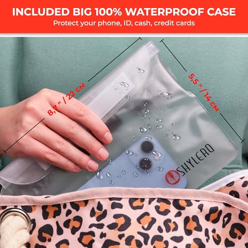 Beach Bag and Pool Bag Has Cooler Pocket, 7 Pockets Total, Zip Top. Family Size Waterproof Beach Tote - color: Leopard