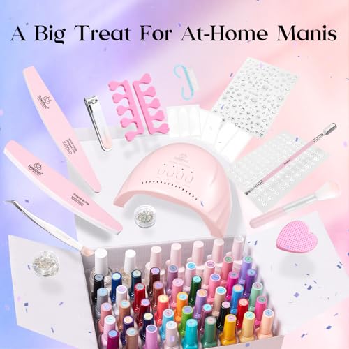 Beetles Gel Nail Polish Kit with U V Light - 45 Colors Gel Polish Set 75 Pcs One Color One Bottle Emotional Journey Kit with Top Base Coat Beauty Must Have Salon Manicure Gifts for Women - color: Emotional Journey