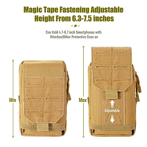 SOWHUP Tactical Molle Pouch Cell Phone Pouch Holster Small Utility EDC Pouch Gadget Organizer Bag - color: Tan1
