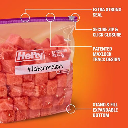Hefty Slider Kitchen Storage Bags, Gallon Size, 15 Count - size: 15 Count (Pack of 9)