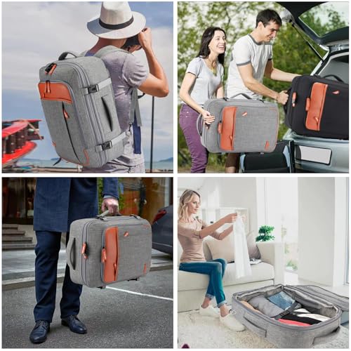 Lumesner Carry on Travel Backpacks, Extra Large 40L Flight Approved Bag for Men & Women,Expandable Suitcase Backpack With 4 Packing Cubes,Water Resistant Luggage Daypack Business Weekender Bag, Grey - color: Grey