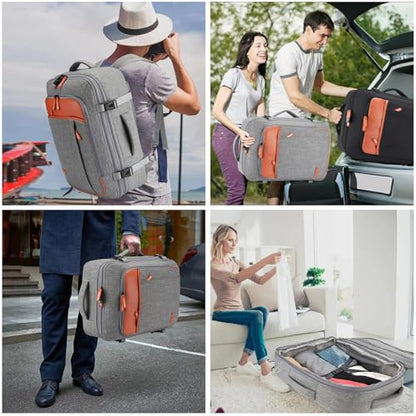 Lumesner Carry on Travel Backpacks, Extra Large 40L Flight Approved Bag for Men & Women,Expandable Suitcase Backpack With 4 Packing Cubes,Water Resistant Luggage Daypack Business Weekender Bag, Grey - color: Grey