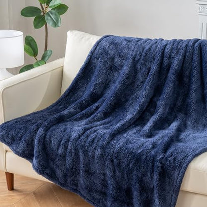 Berkshire Blanket Classic Extra-Fluffy™ Plush Throw Blanket, Soft Fuzzy Fluffy Long Hair Throw Blanket for Couch Sofa Bed, Atlantis Dark Blue, 50x60 Inches - color: Atlantis Blue, size: Throw/Throw XL