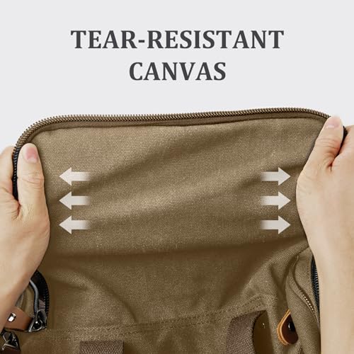 Gonex Canvas Duffle Bag for Travel, 50L Duffel Overnight Weekend Bag(Coffee) - color: Coffee, size: Large-50L (Without Shoe Compartment)